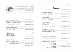 Price list 1981